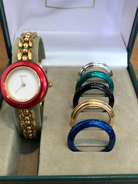 ladies gucci watch with interchangeable bezels|gucci watch replacement bezel.